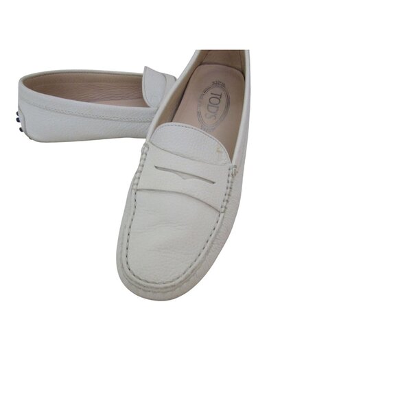 TODS Gommino Penny Loafers Bone White Leather Driving Shoes Size 38 EU 7 US - Picture 5 of 7